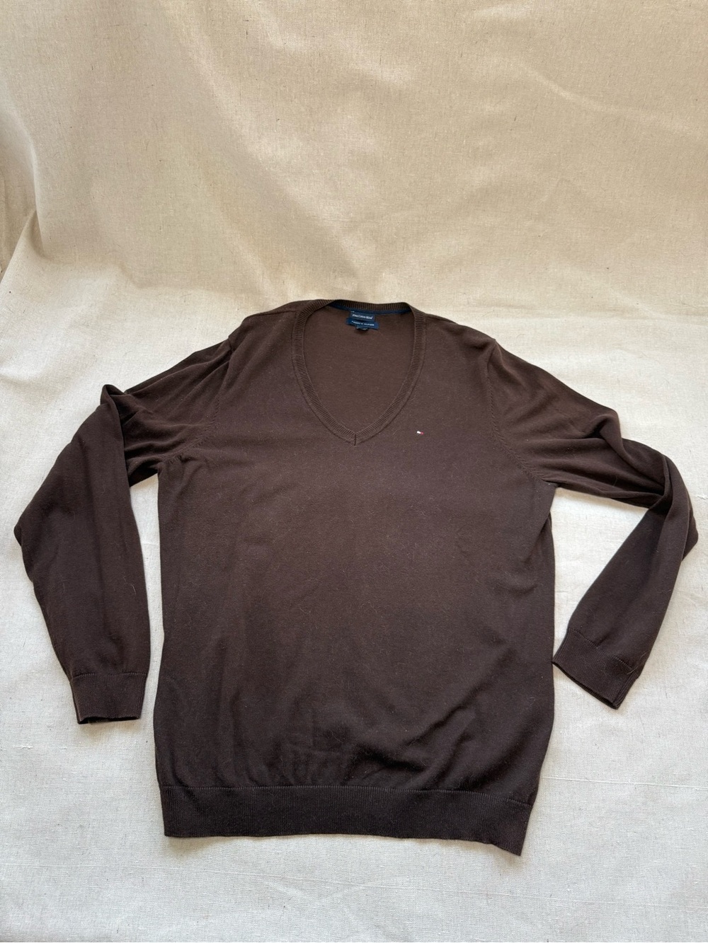 Tommy Hilfiger Women's XXL Brown Pima Cotton Blend V-Neck Sweater Preppy Classic - Picture 4 of 11